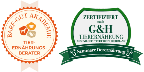 Zertifikat und Siegel der Ausbildungen zum Ernährungsberater für Hunde